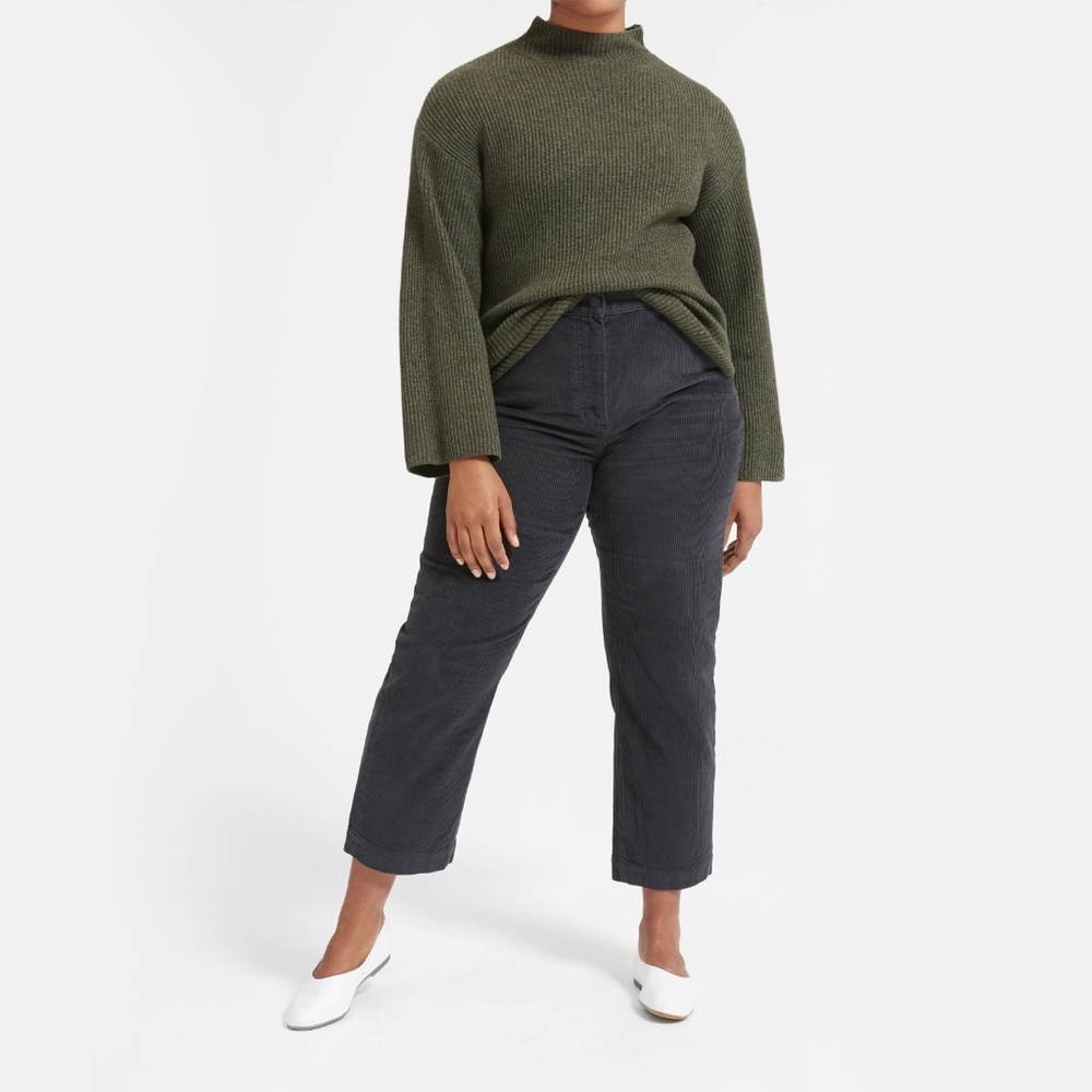 Everlane The Cashmere Rib Mockneck Green Base - Size S